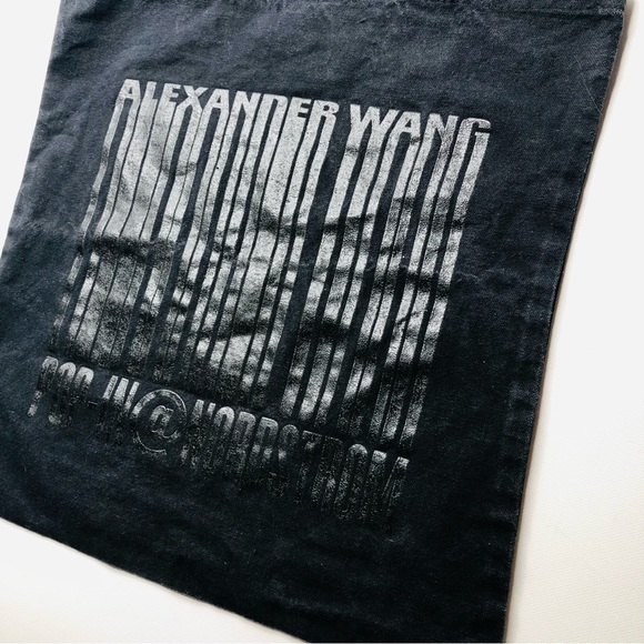 Alexander Wang Nordstroms Pop In Promo Tote Bag Black Canvas Drip Logo Rare Prom - Picture 2 of 5